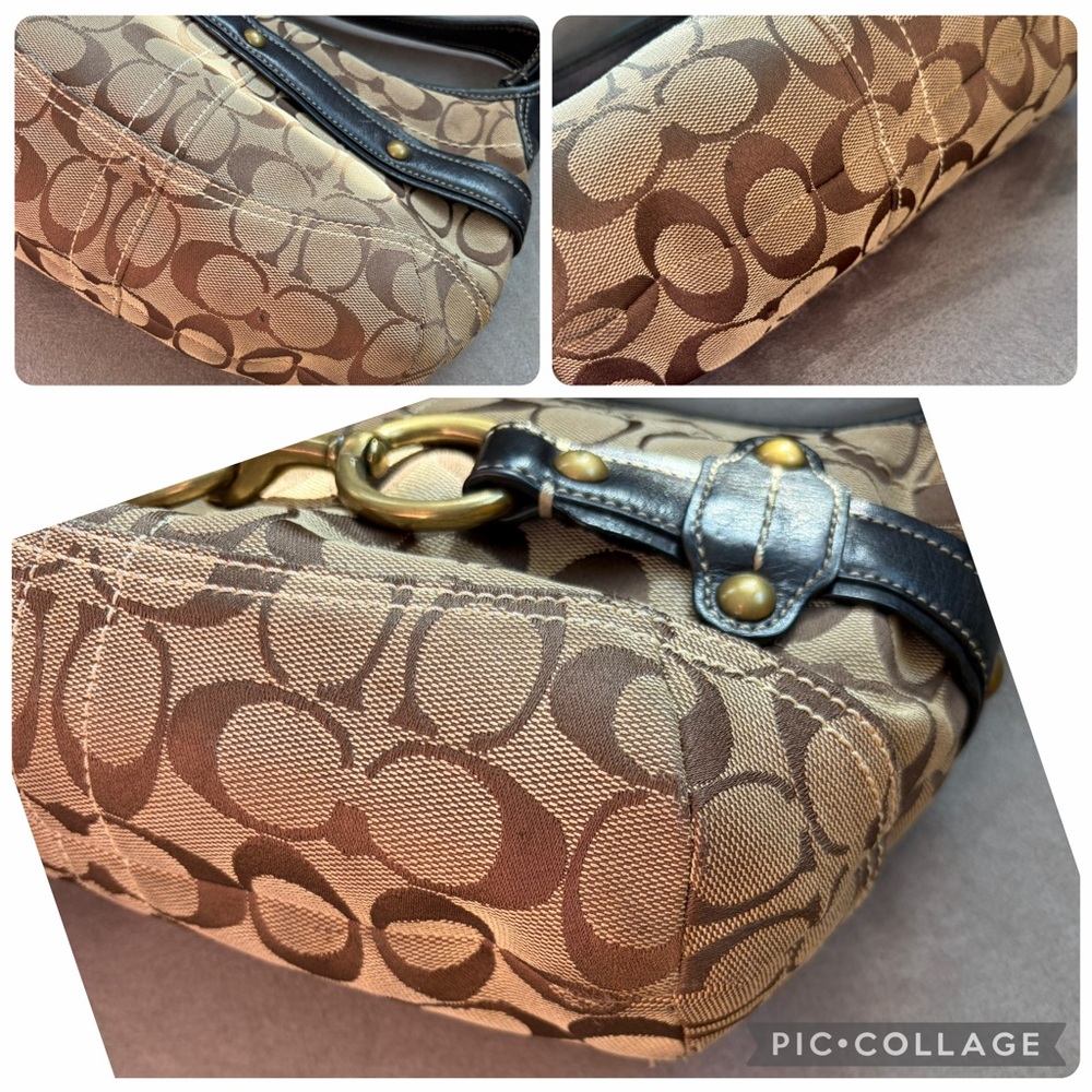 Vintage Coach Signature Brown Black Shoulder Monogrammed Ergo Hobo Bag Y2K - Picture 5 of 17